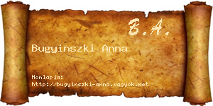 Bugyinszki Anna névjegykártya
